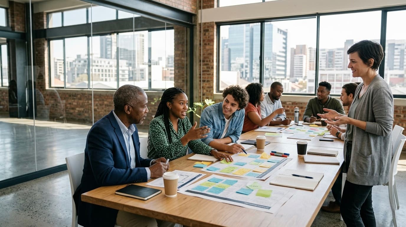 African professionals in a partnership planning meeting